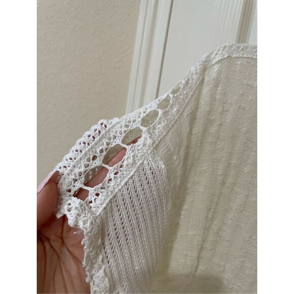 Meadow Rue Anthropologie Lace Crochet Poncho Top Tunic Boho XS/Small Ivory - Picture 6 of 7